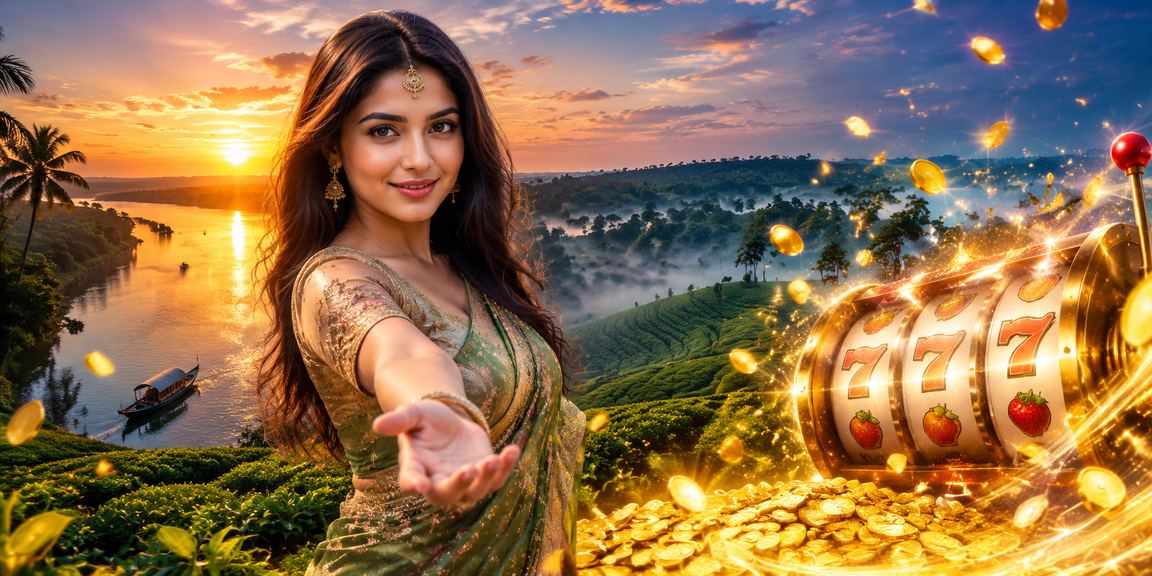 খুলনায় চা বাগানের পরিবেশে db66 স্লট গেম উপভোগ করছেন একজন ব্যবহারকারী